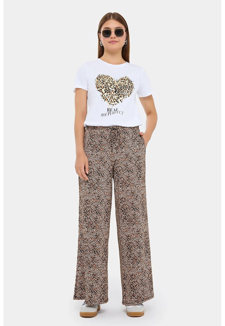 Pantaloni dama cu imprimeu animal - Maro deschis