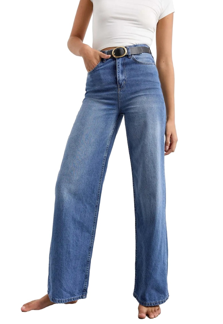 Blugi dama talie inalta - croiala larga - denim - albastru