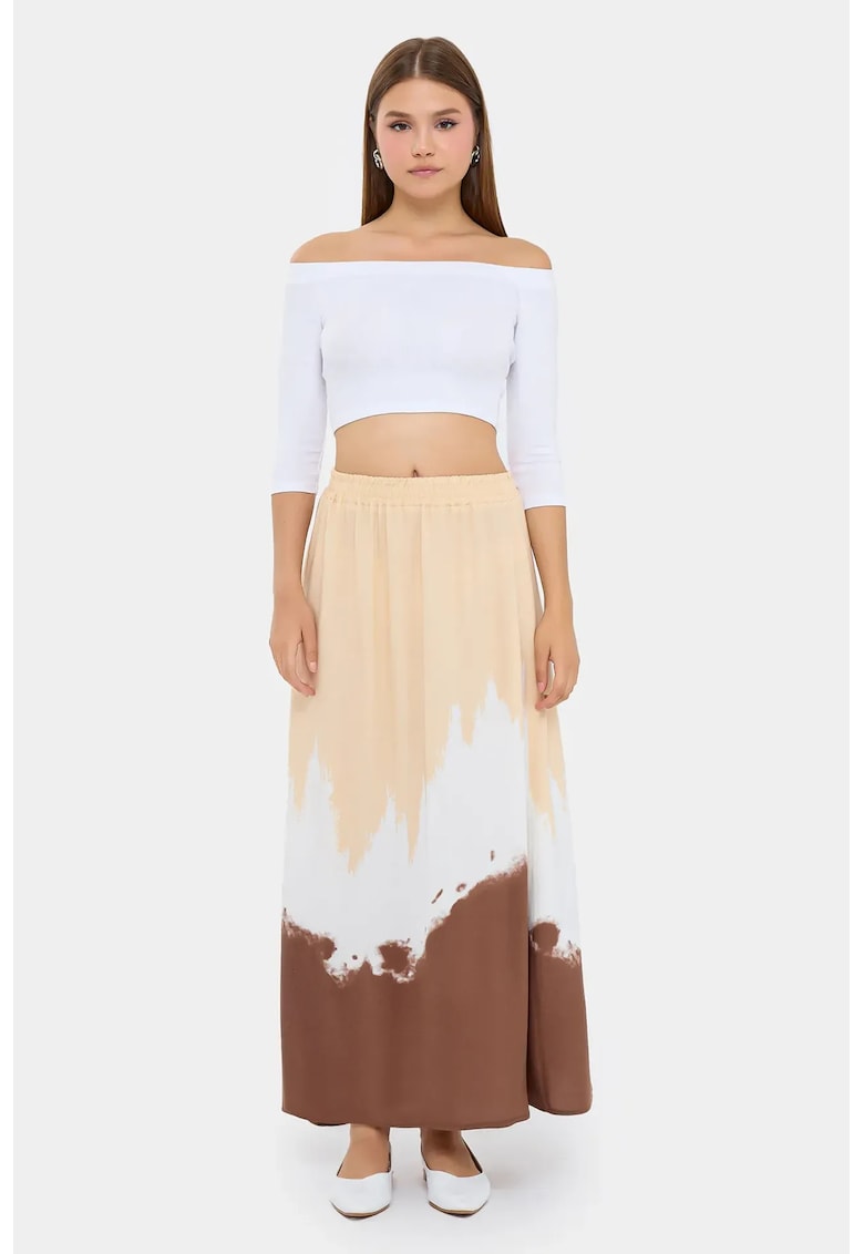 Fusta lunga dama viscoza - broderie florala - multicolor
