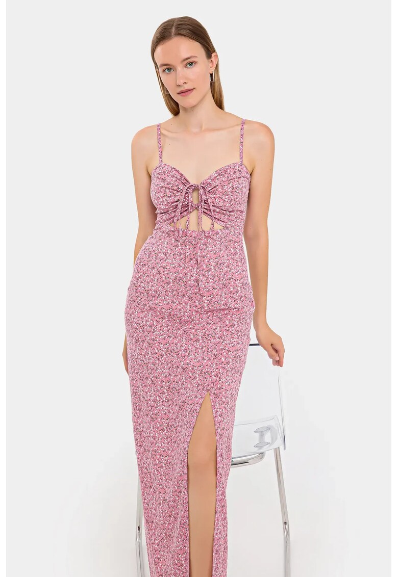 Rochie maxi - Floral - Roz - Viscoza