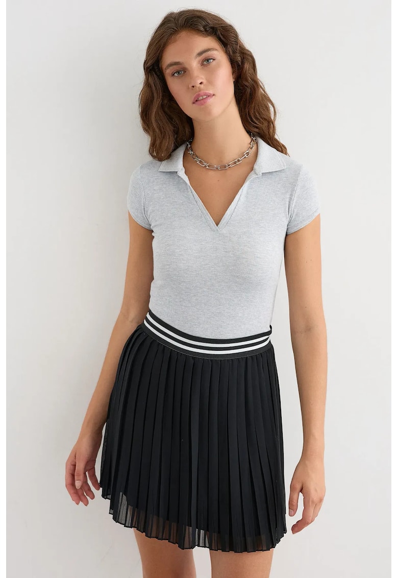 Tricou dama - tricou cu maneca scurta - gri - jerseu
