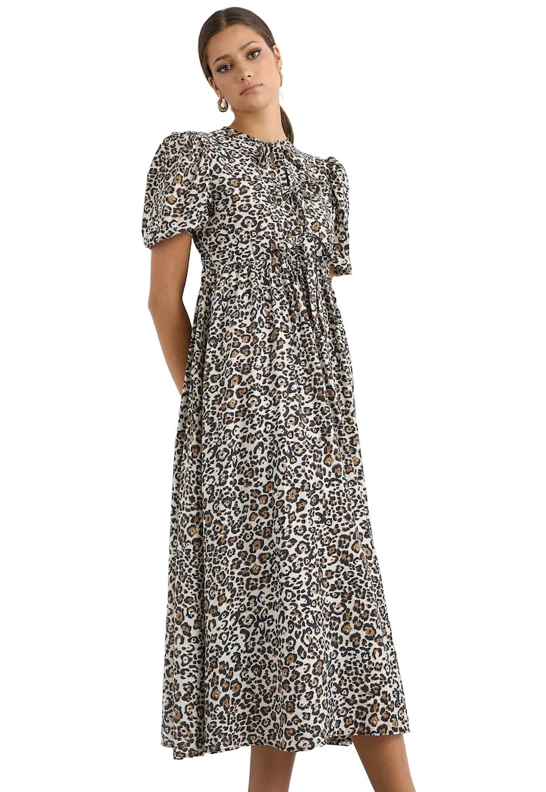 Rochie midi cu imprimeu animal