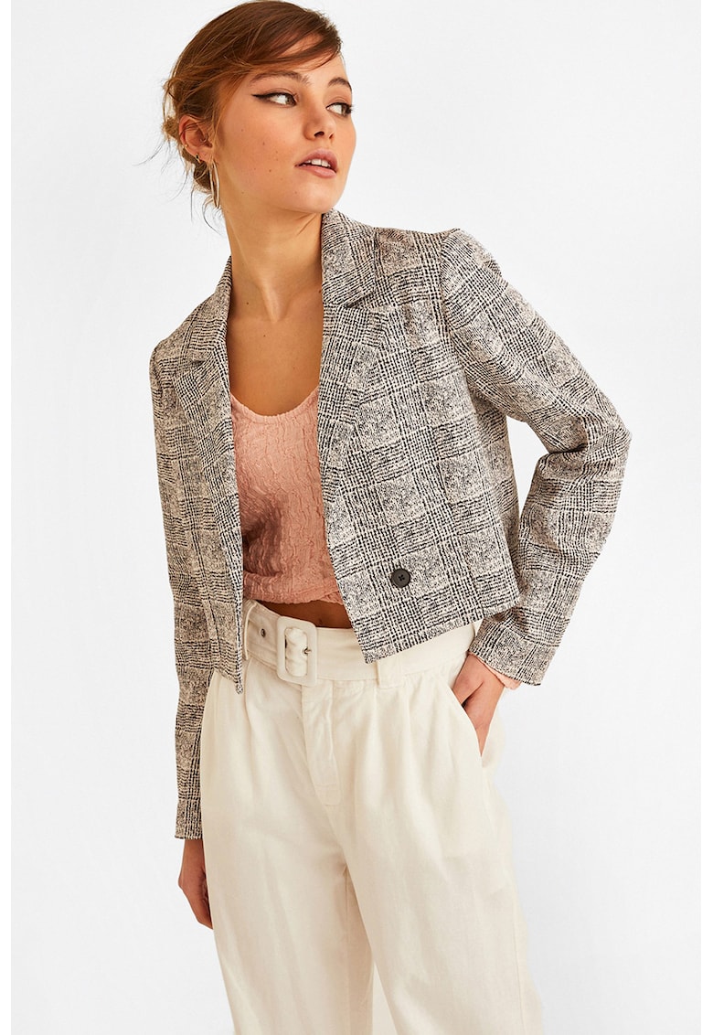 Sacou crop cu revere decupate