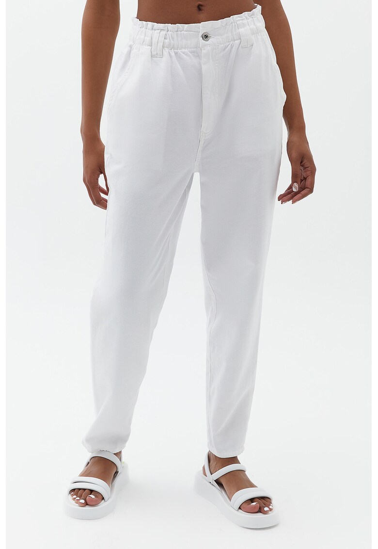 Pantaloni cu talie inalta - Alb optic