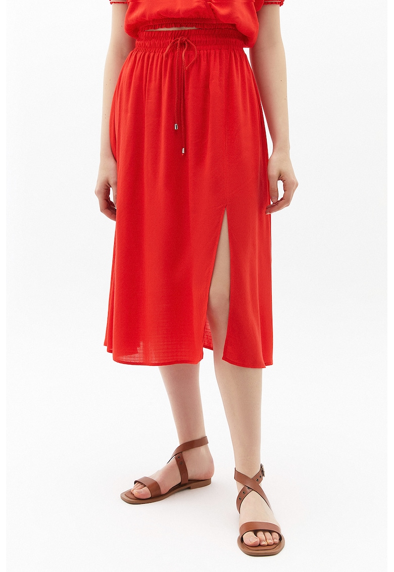 Fusta midi dreapta cu slit frontal