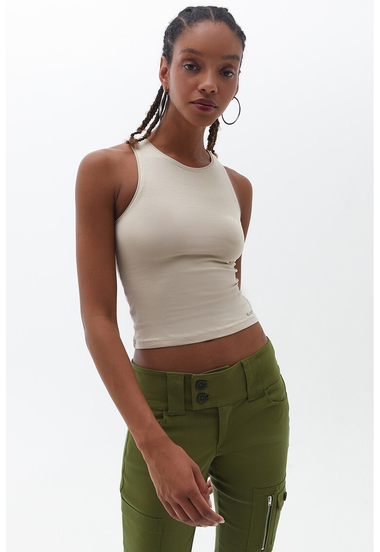 Top crop slim fit - Maro taupe deschis