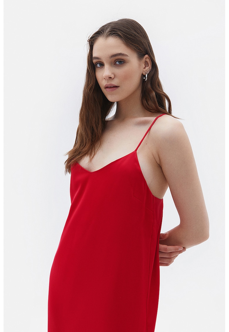 Rochie midi lejera cu decolteu in V Rochie midi lejera cu decolteu in V