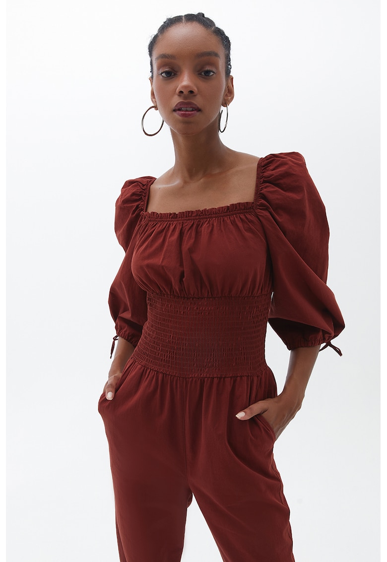 Salopeta din bumbac cu talie elastica