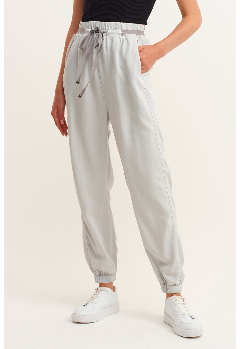 Pantaloni de trening cu talie inalta - Gri deschis