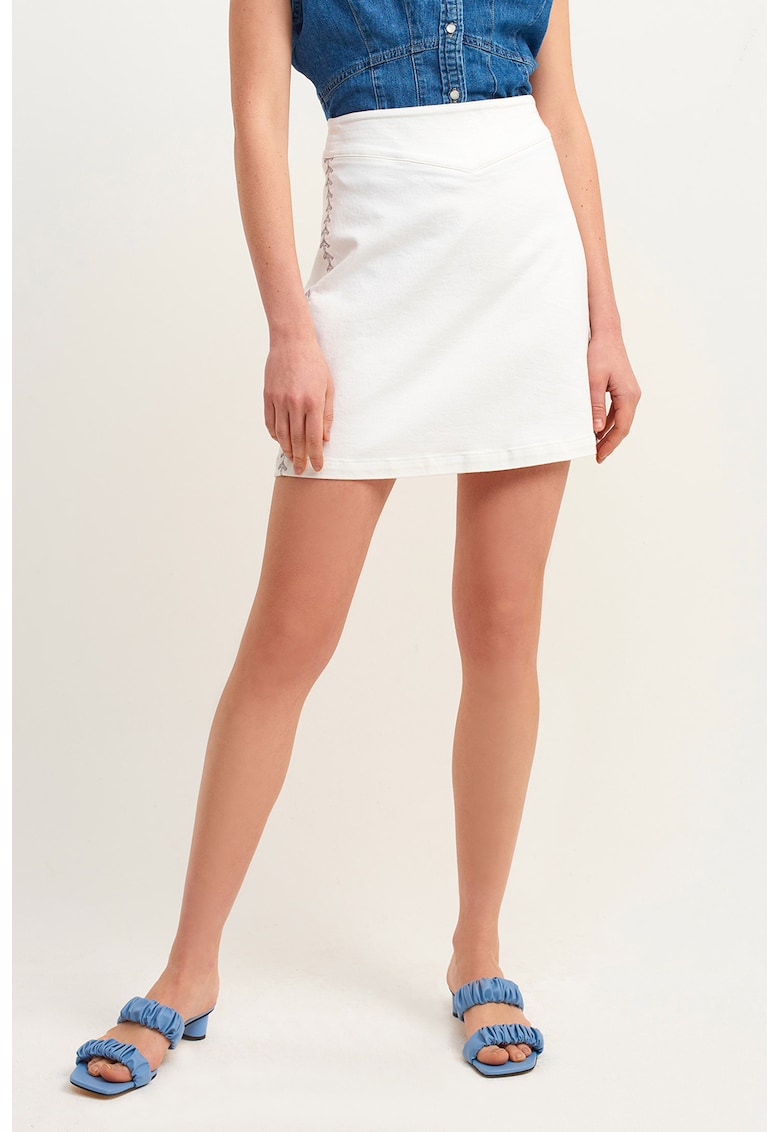 Fusta scurta cu talie inalta - Alb