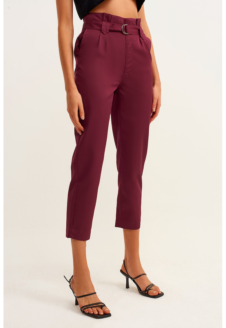 Pantaloni din amestec de lyocell cu talie inalta