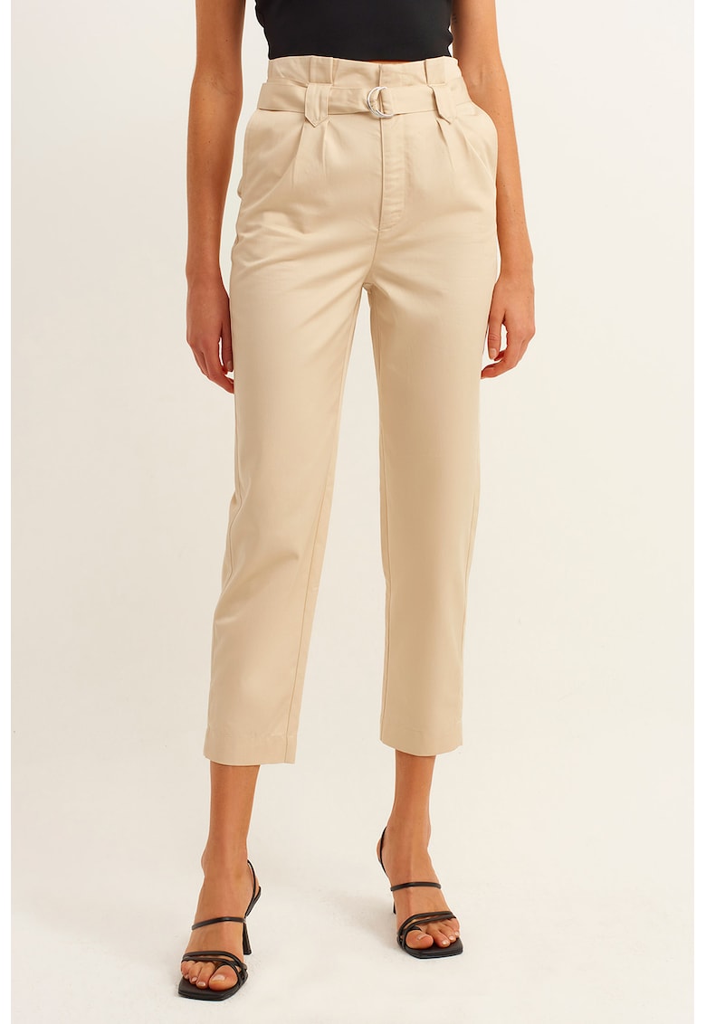 Pantaloni din amestec de lyocell cu talie inalta