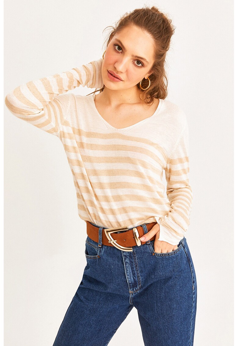 Pulover lejer cu dungi