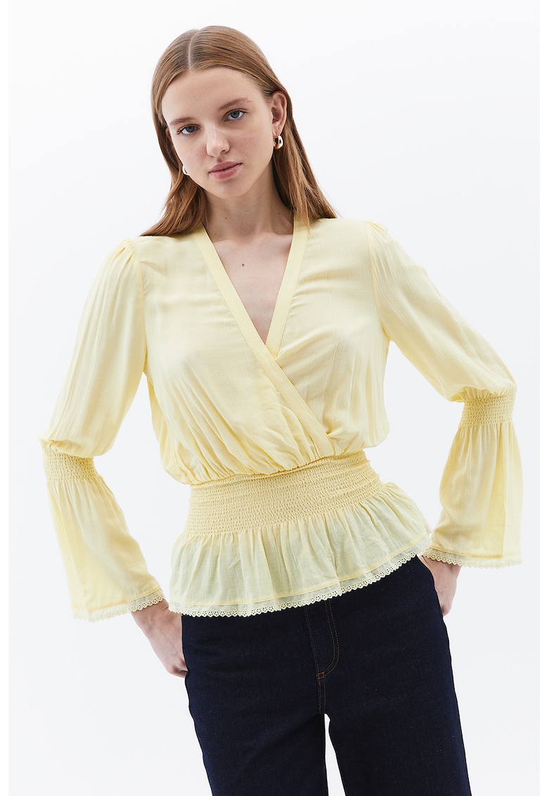 Bluza cu decolteu adanc Vipdanluz - Galben pal