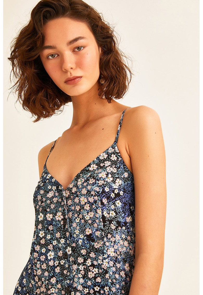 Rochie cu decolteu in V si model floral