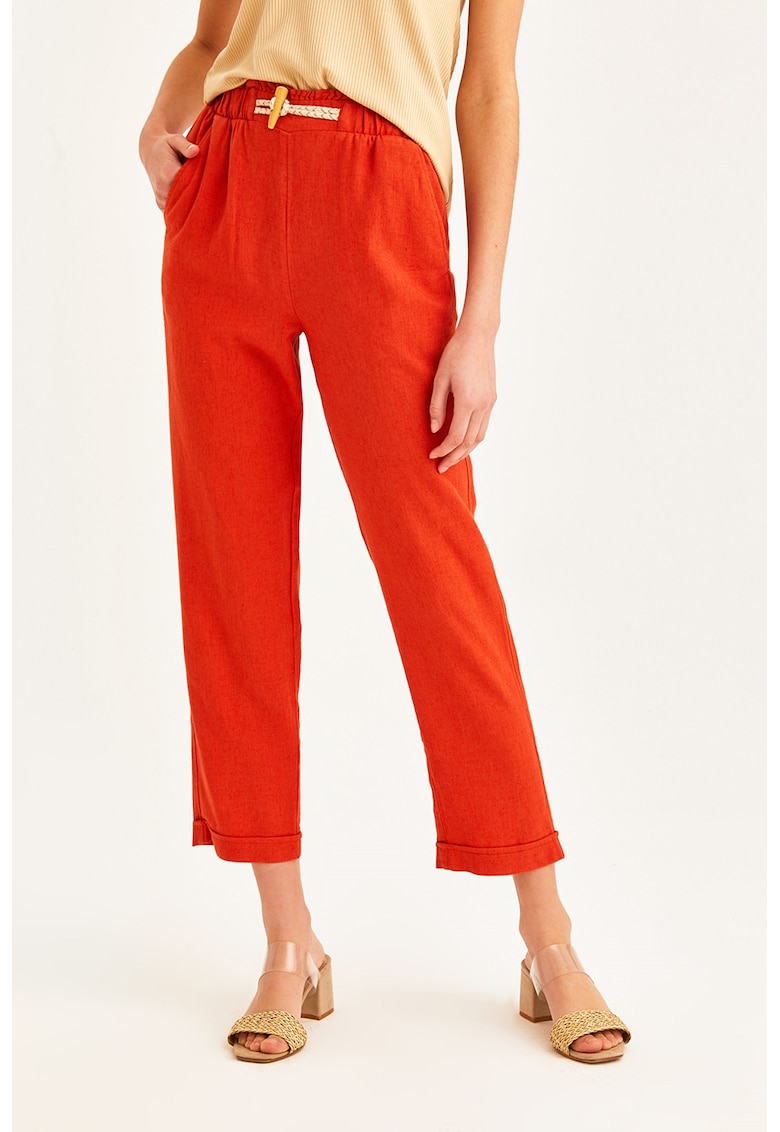 Pantaloni capri cu talie inalta