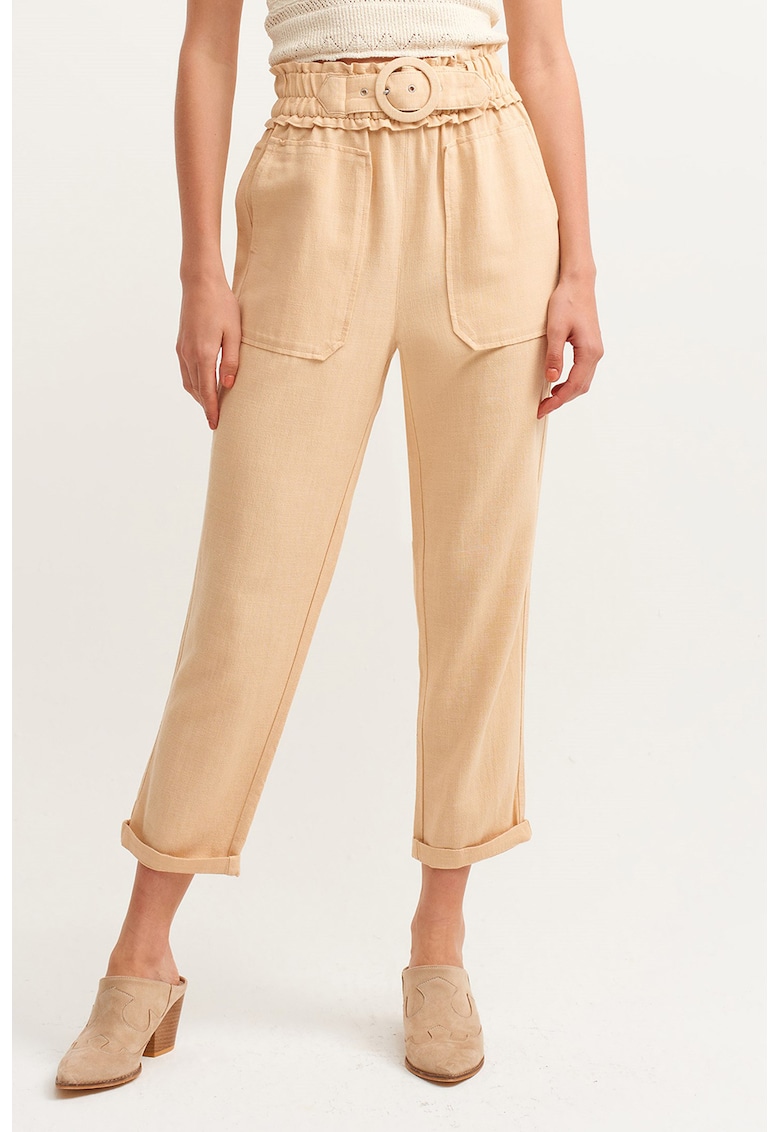 Pantaloni drepti cu talie inalta