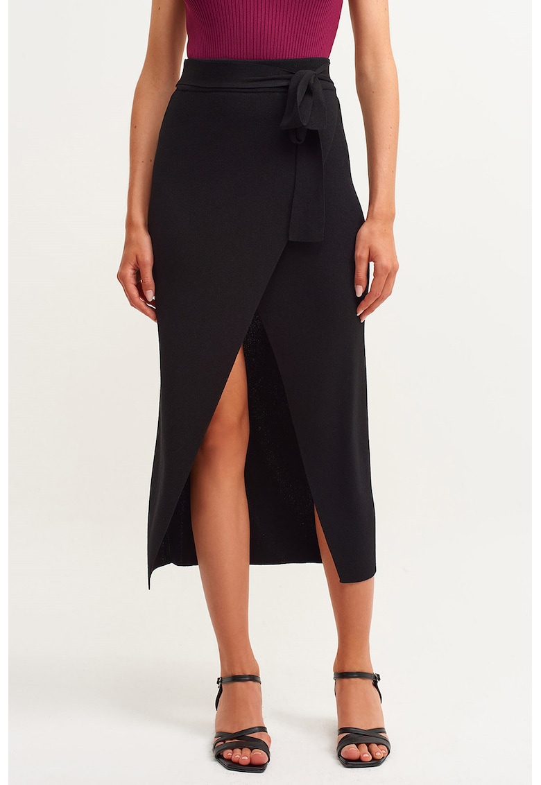 Fusta midi petrecuta - Negru