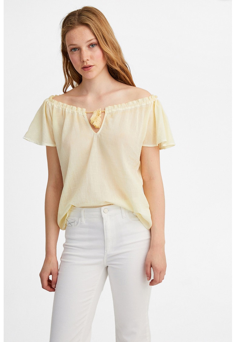 Bluza din bumbac cu decolteu pe umeri