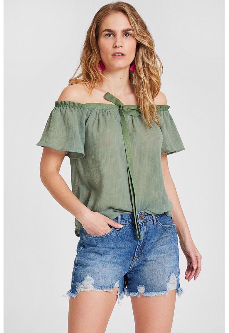 Bluza din bumbac cu decupaj pe umeri