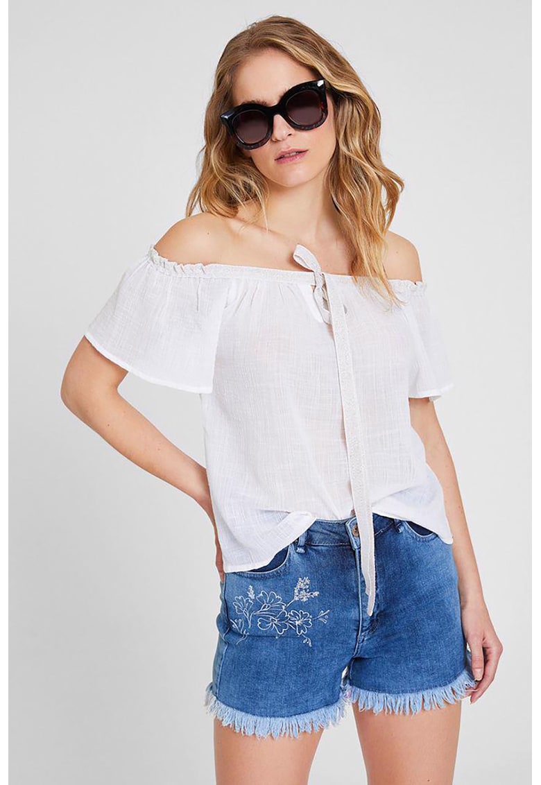 Bluza din bumbac cu decupaj pe umeri