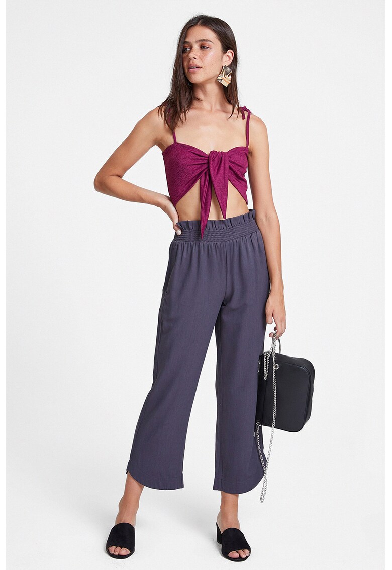 Pantaloni crop cu banda elastica in talie - Albastru ultramarin