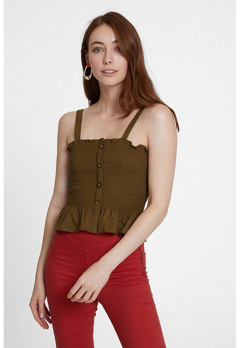 Top cu decolteu patrat si insertie elastica