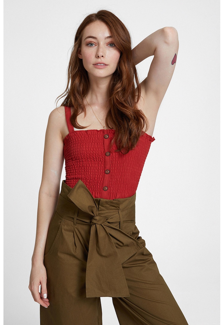 Top cu decolteu patrat si insertie elastica