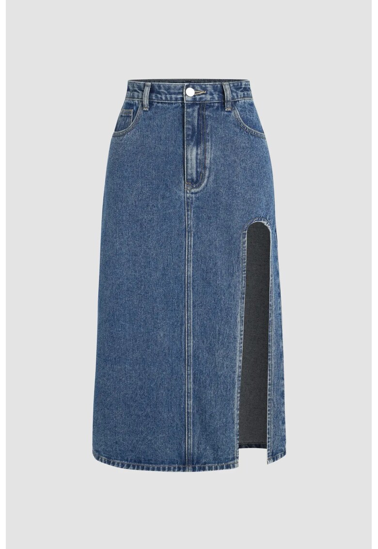 Fusta midi dama denim - albastru