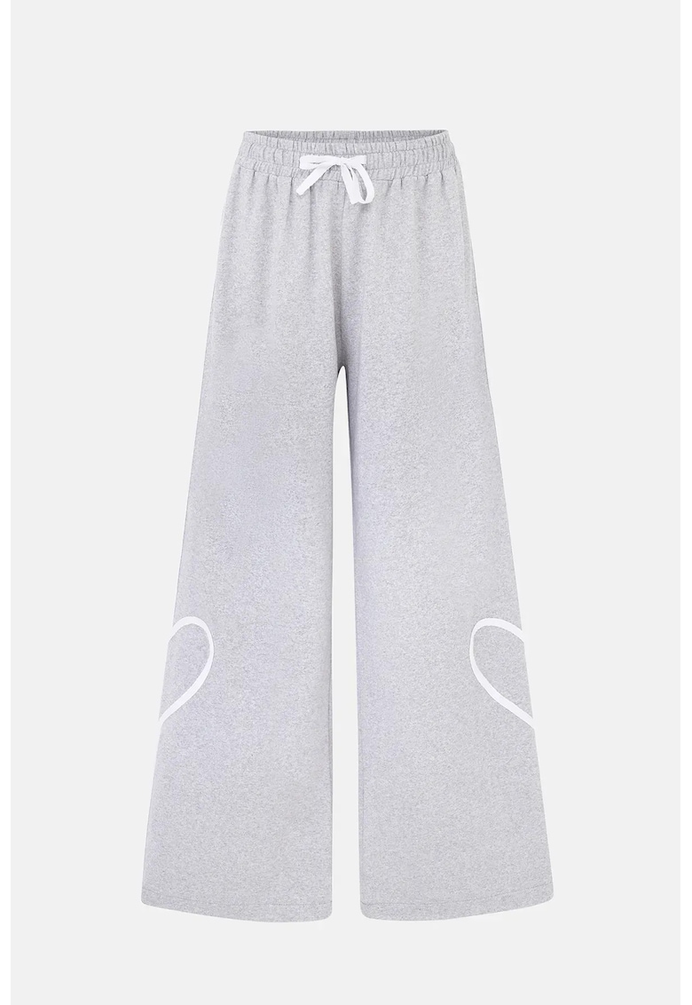 Pantaloni dama - cu de inima - gri - bumbac si poliester