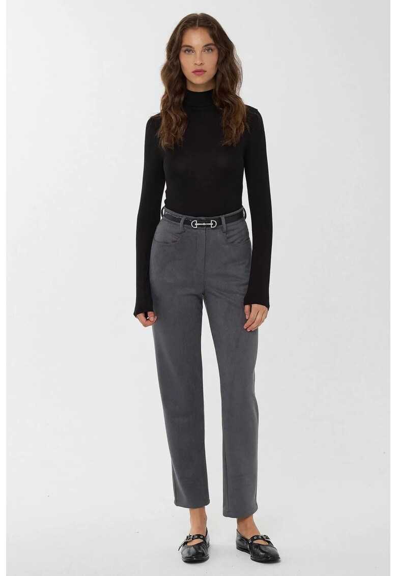 Pantaloni crop cu talie inalta