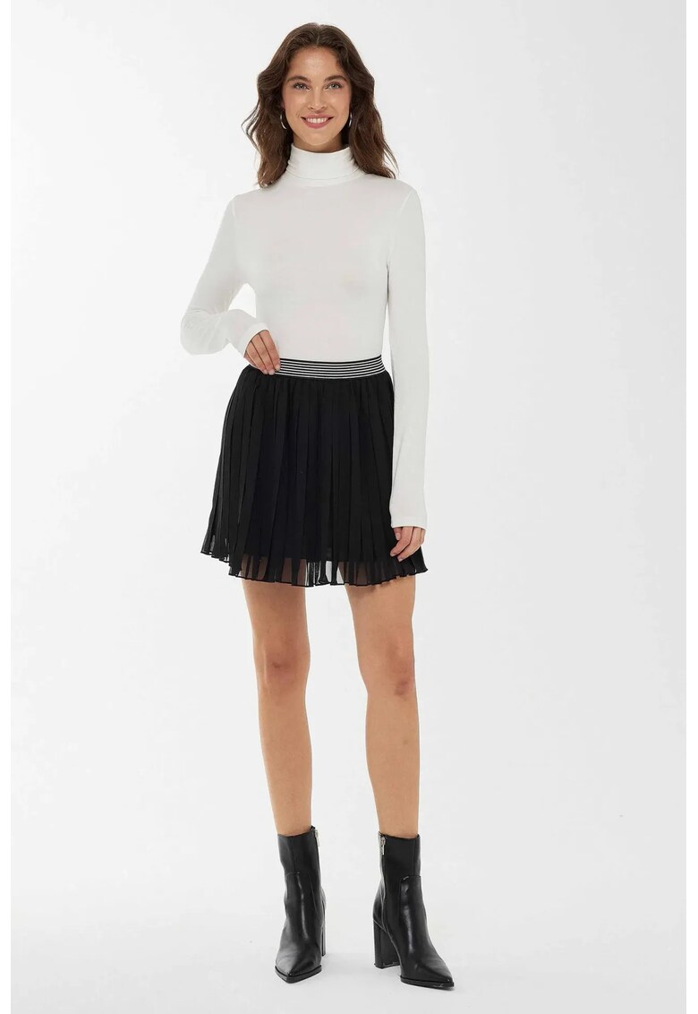 Fusta mini plisata dama poliester - negru