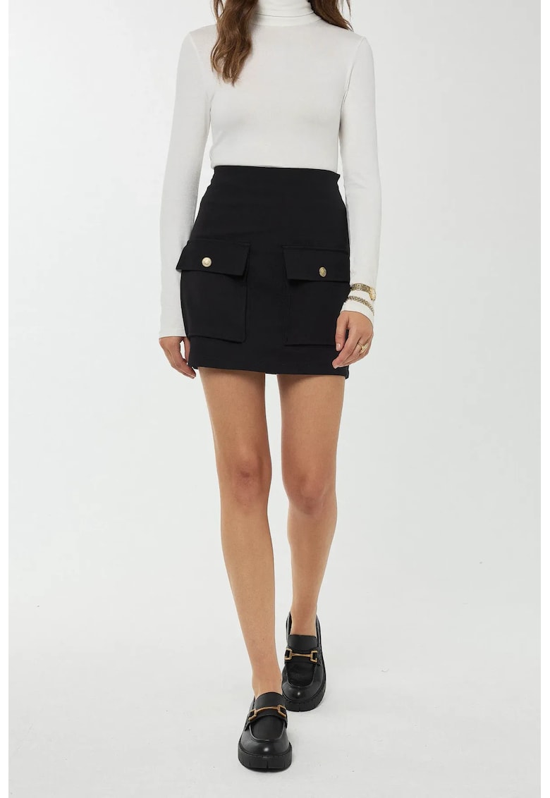 Fusta mini dama poliester/poliuretan/PVC - negru