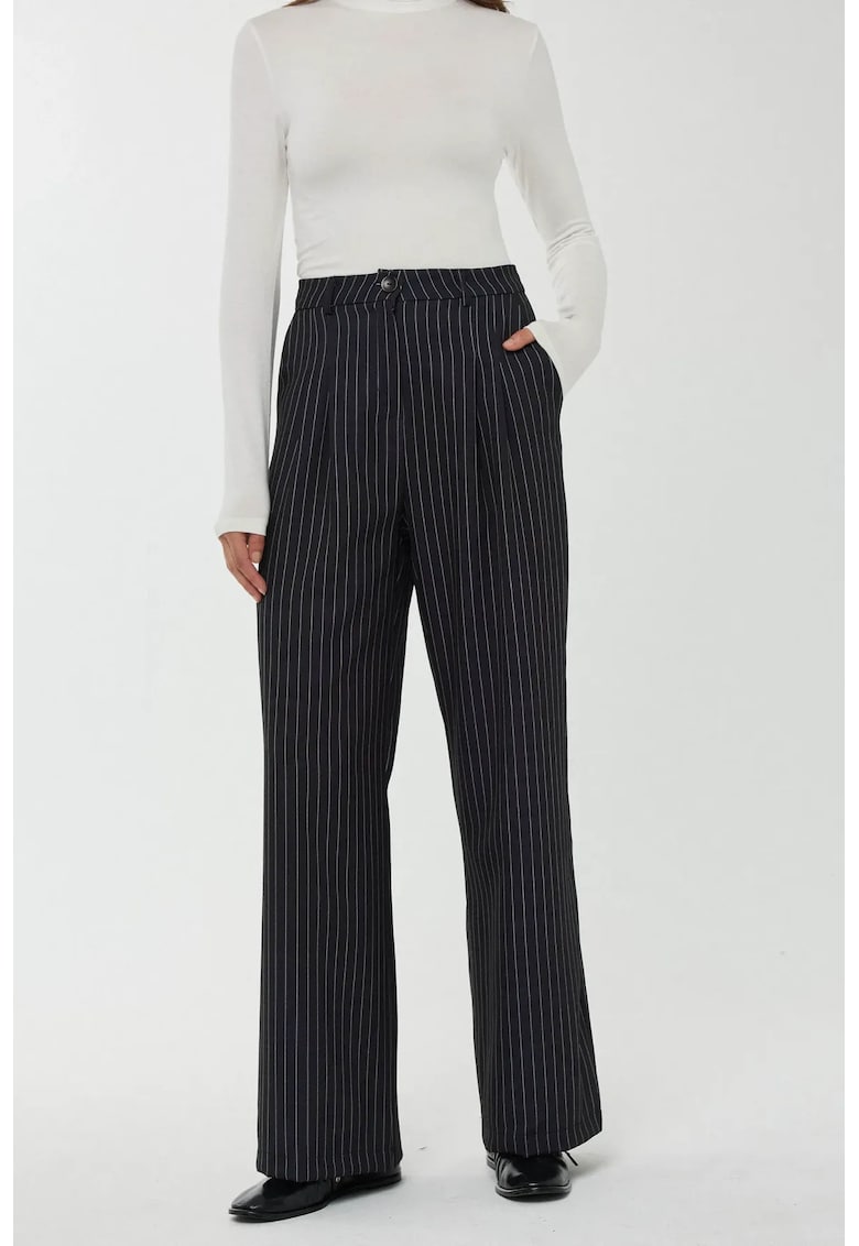 Pantaloni dama bleumarin cu dungi