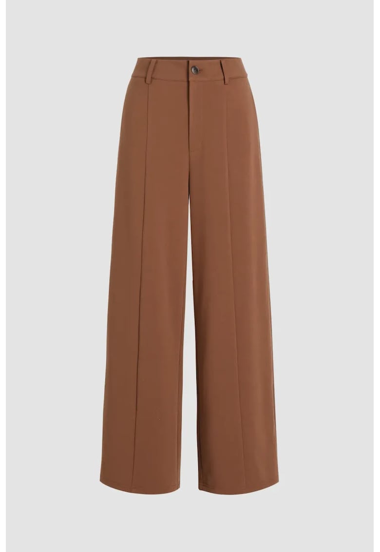 Pantaloni dama - talie inalta - maro - poliester-elastan - Maro