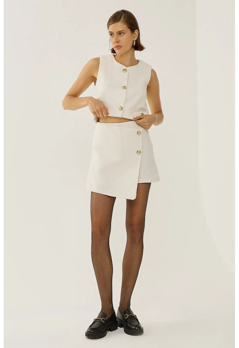 Pantaloni scurti tweed cu nasturi