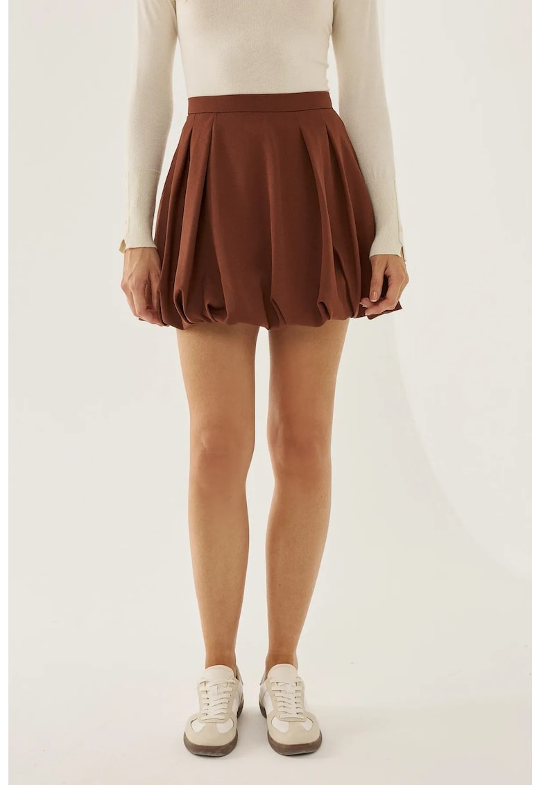 Fusta mini tip balon dama poliester/elastan - maro
