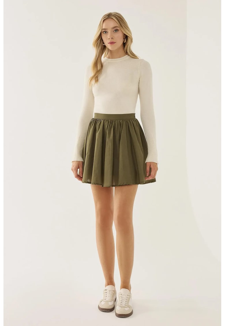 Fusta mini cu volane dama - bumbac - verde