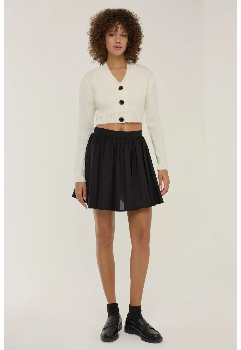 Fusta mini cu volane dama - bumbac - negru