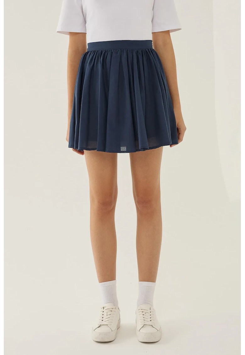 Fusta mini cu volane dama - bumbac - albastru