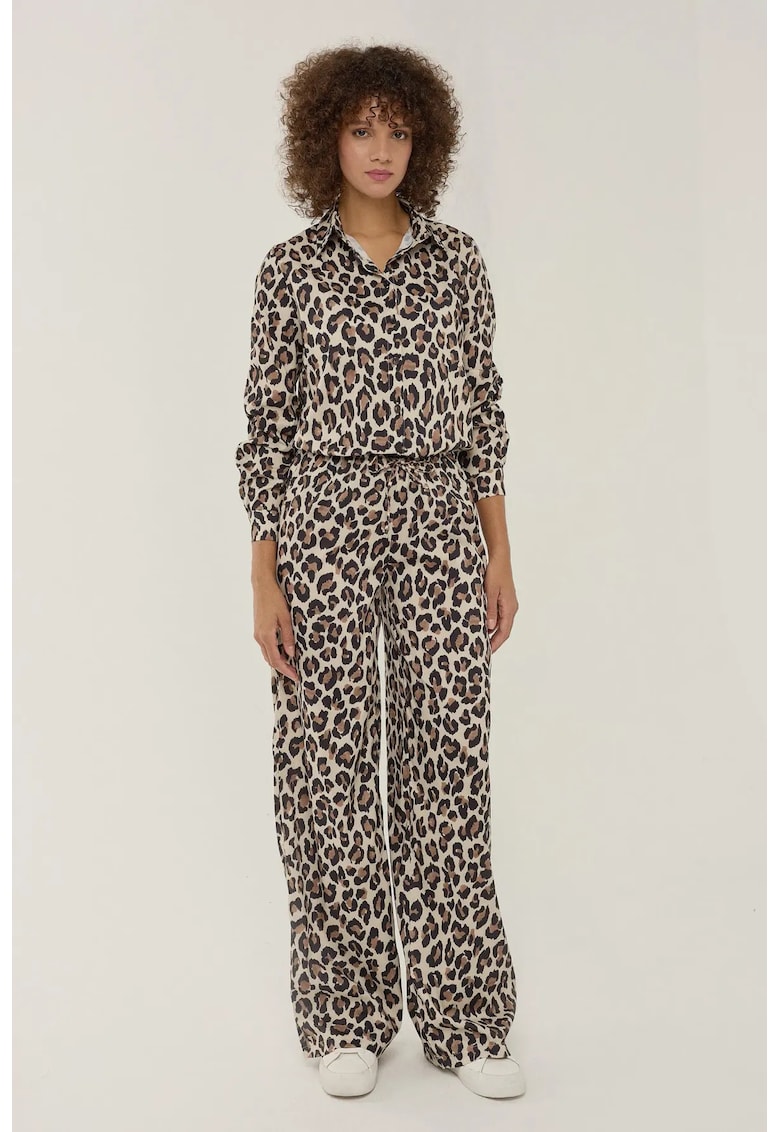 Pantaloni cu animal print cu talie medie