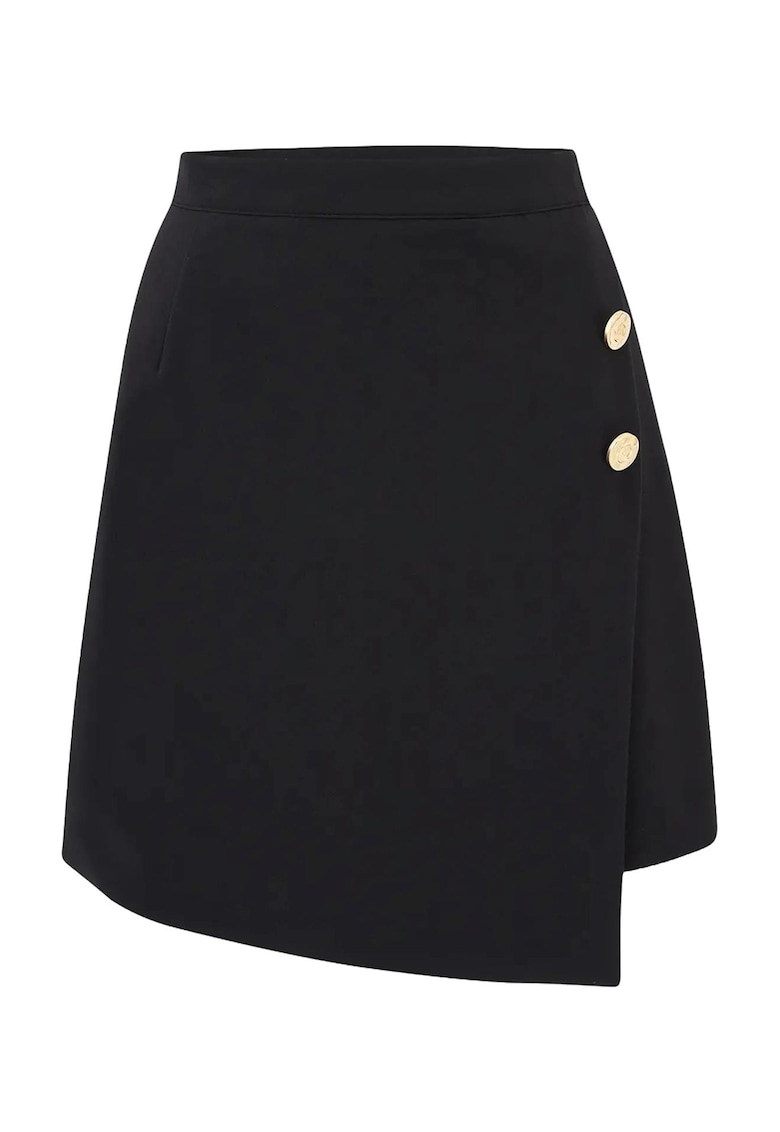 Fusta mini dama detalii aurii - textil - negru