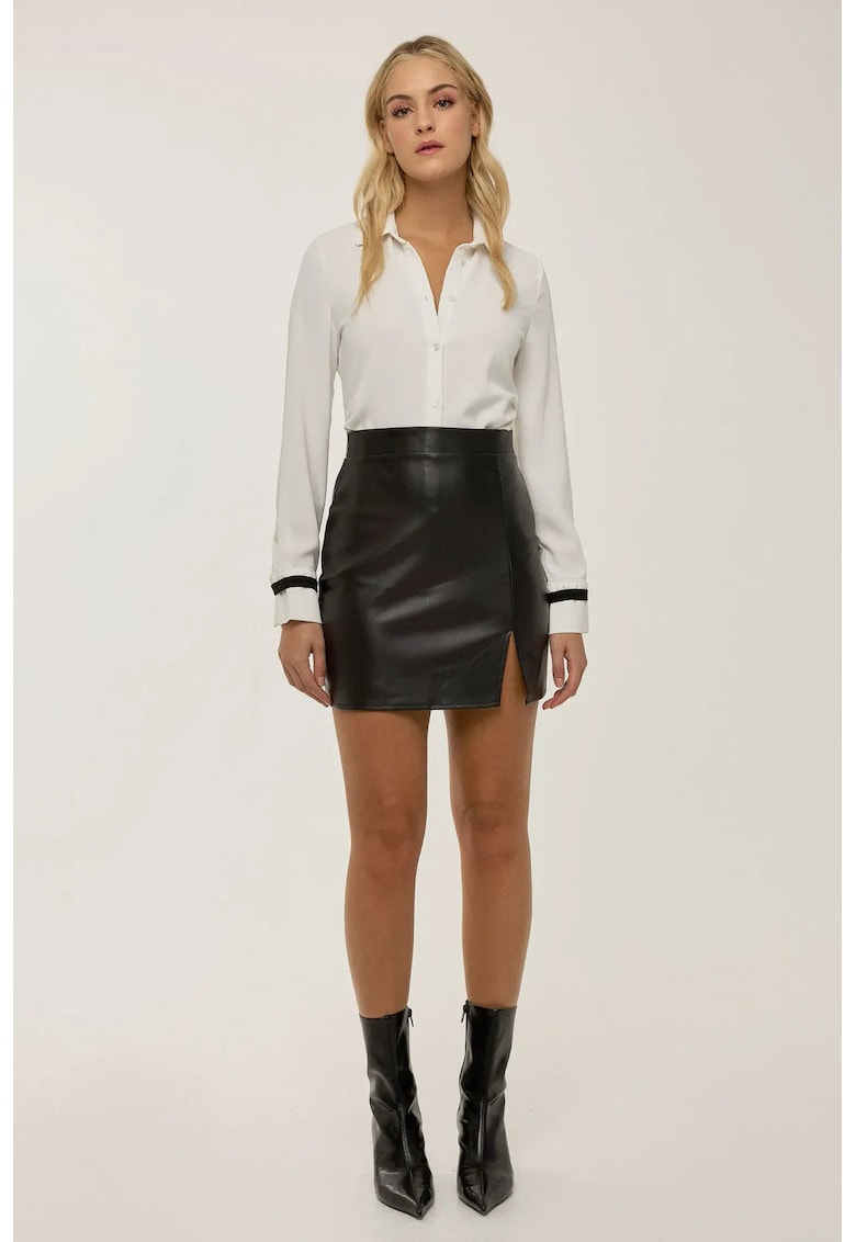 Fusta mini - piele - neagra - textil