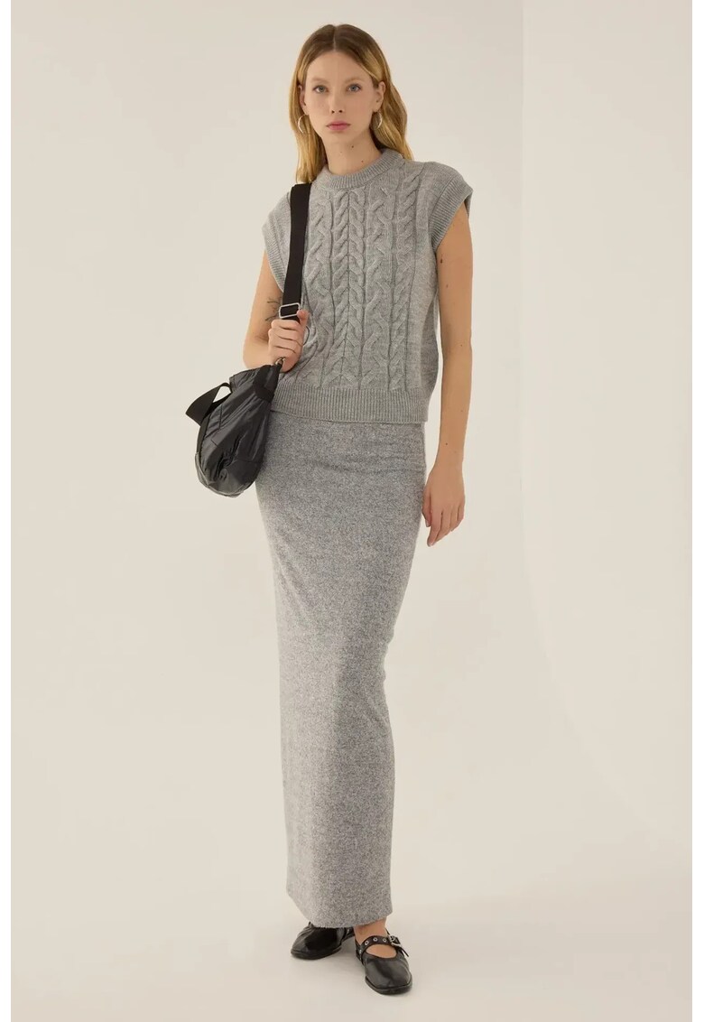 Fusta maxi dama poliester/viscoza/elastan - gri