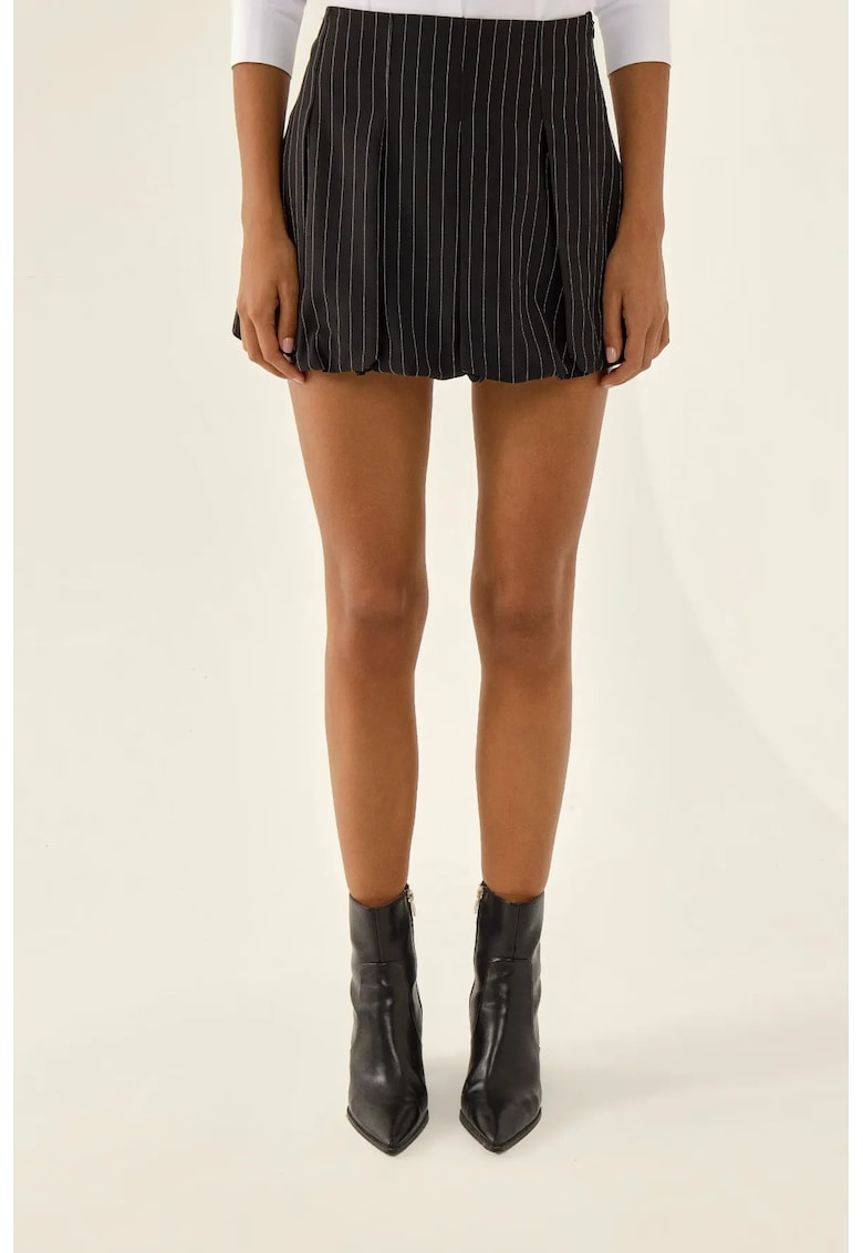 Fusta mini plisata dama - poliester/bumbac - negru