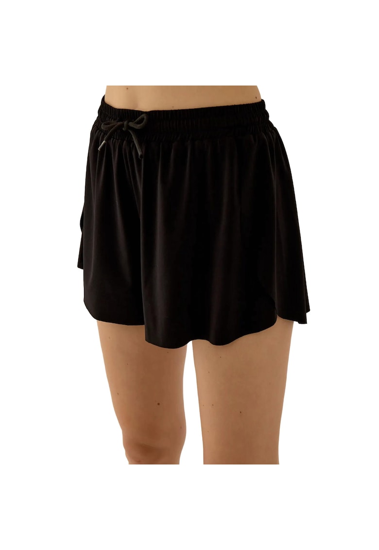 Pantaloni scurti sport dama textil - talie elastica - Negru -