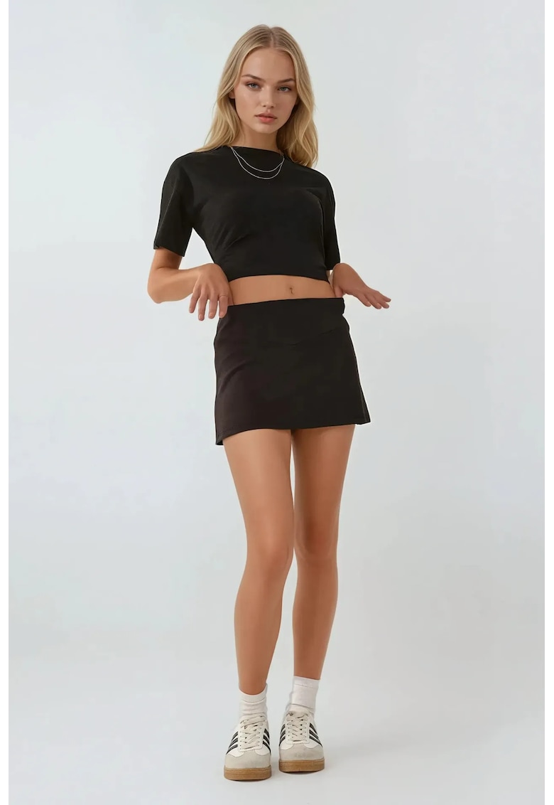 Fusta scurta dama - elastan/poliester - negru
