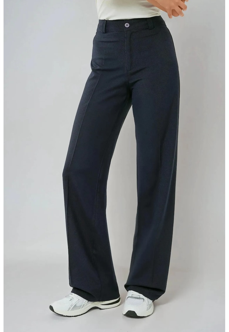 Pantaloni dama - cu talie inalta - Albastru marin