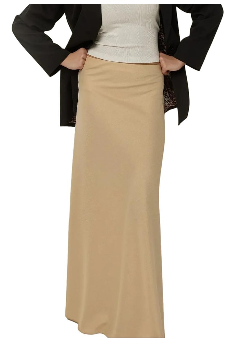 Fusta maxi dama - satin - talie medie - bej