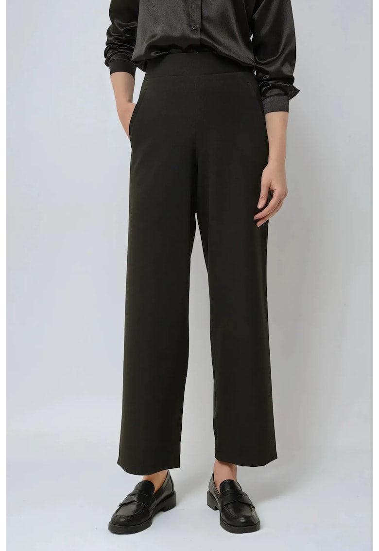 Pantaloni dama - talie inalta - poliester-elastan - Negru